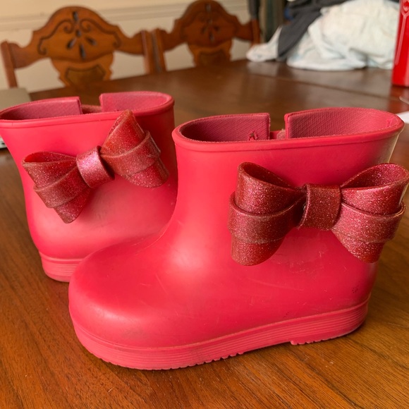 Mini Melissa Pink Short Rain Boot W Bow 